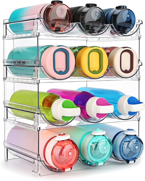 spospo Water Bottle Organizer for Cabinet, Water Bottle Storage Organizer, 2 Packs Water Bottle Storage Rack, Water Bottle Holder for Cabinet, Stackable Water Bottle Storage Rack - Size: 4 Pack